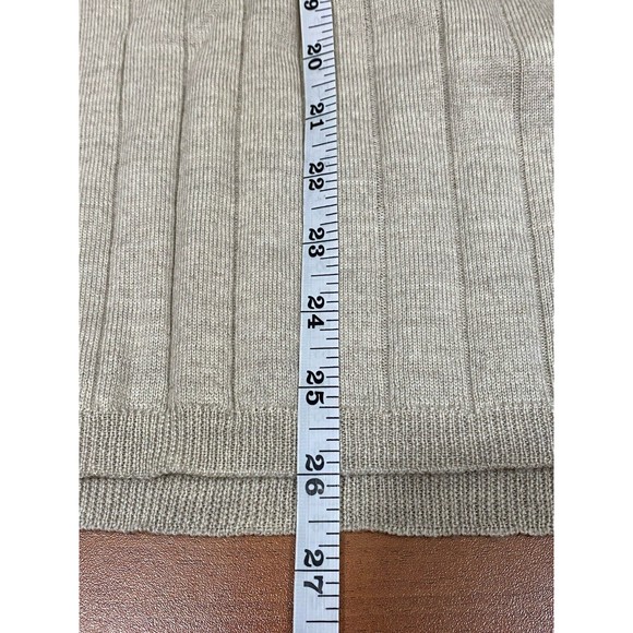 Brandini Sweater Mens M V Neck Extra Fine Merino Wool Long Sleeve Beige NWT - Picture 5 of 7